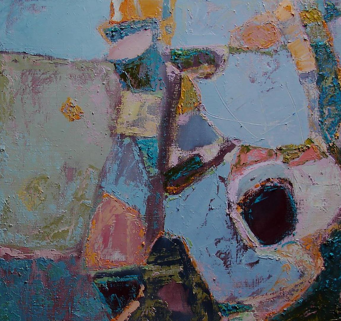 Quiet Meditation oil painting by Tatyana Shulyak in muted blues and pinks