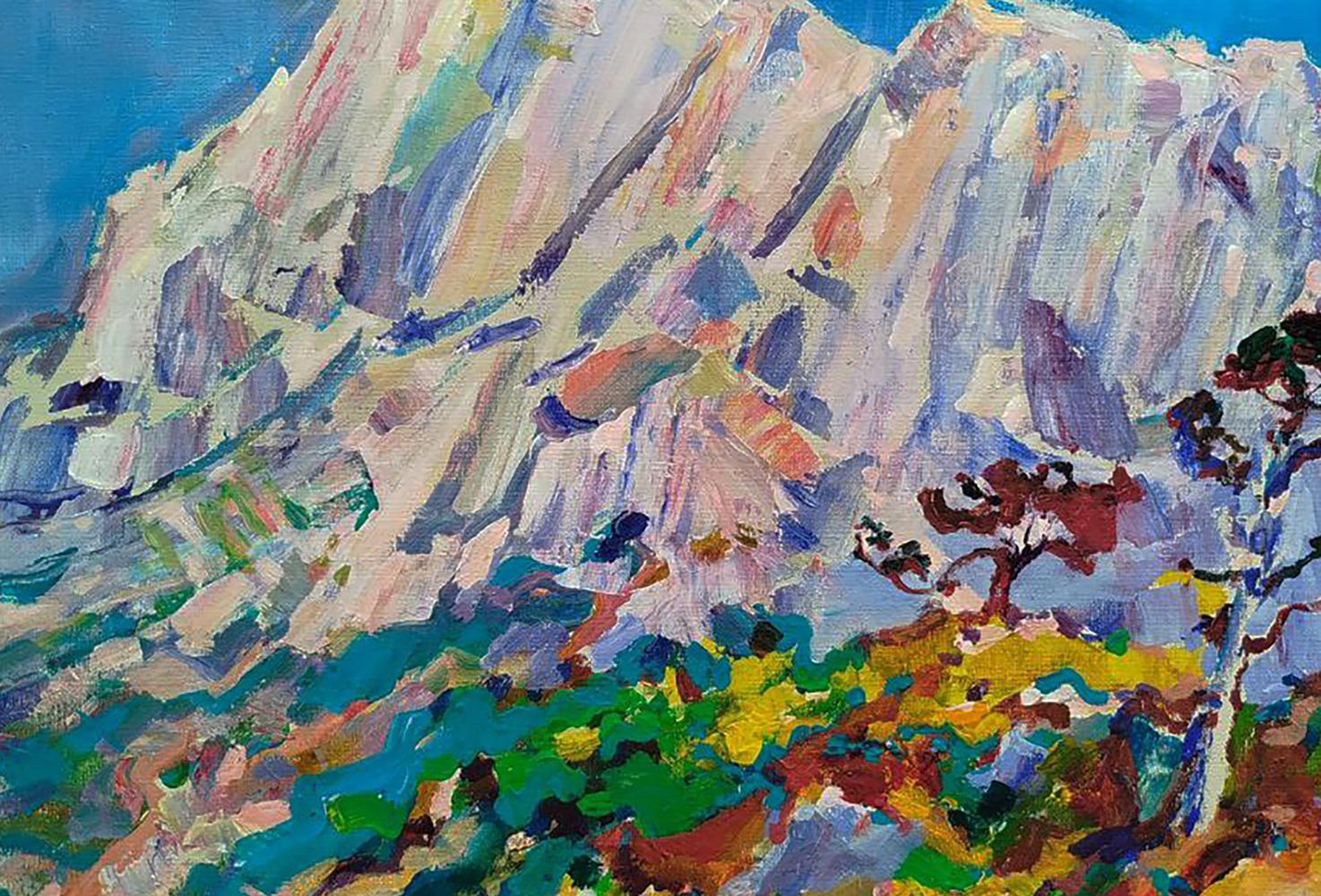 Vibrant acrylic painting White mountain by Leonid Pavlenko
