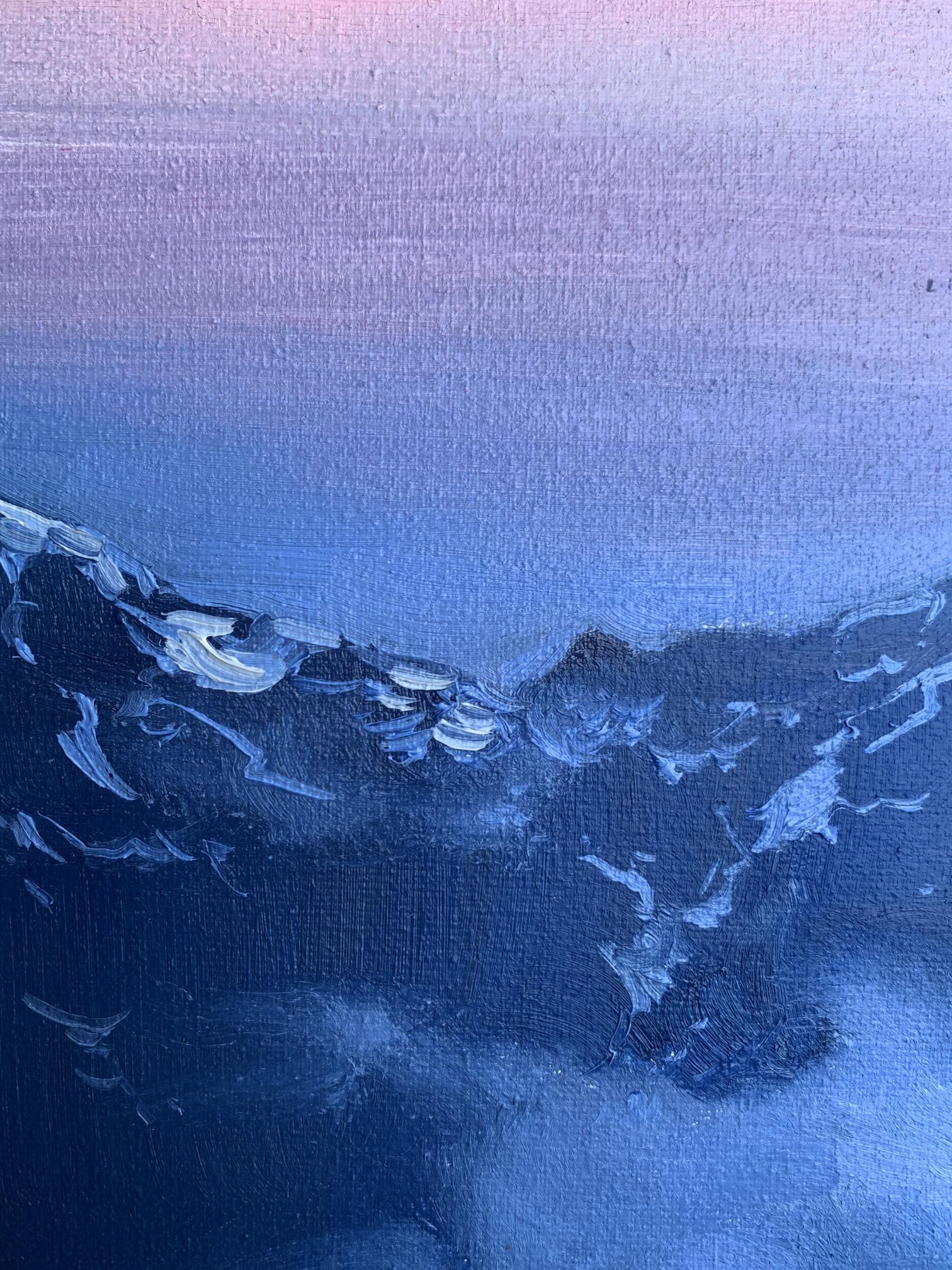 Oil painting of snowy mountains by Tatyana Derdey with textured brushstrokes