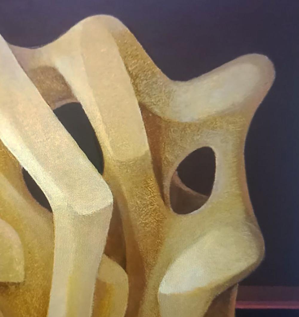 Oil painting Movement by Alexander Strashevich, abstract golden-brown sculpture