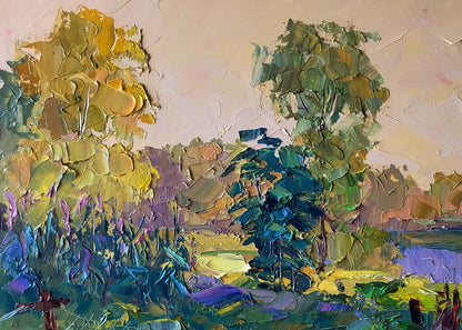 Oil painting The path to the river by Boris Serdyuk vibrant landscape