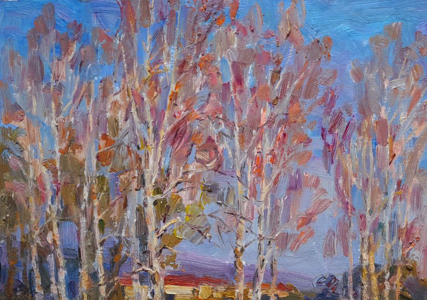 Vibrant impressionist oil painting Whispering birches by Ivan Kovalenko