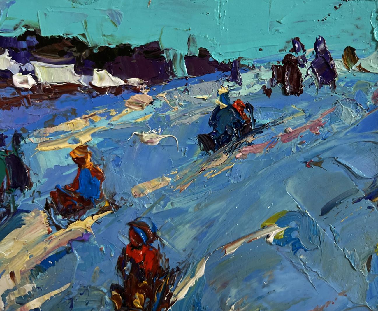 Vibrant impressionist oil painting Until the winter twilight by Oksana Ivanyuk