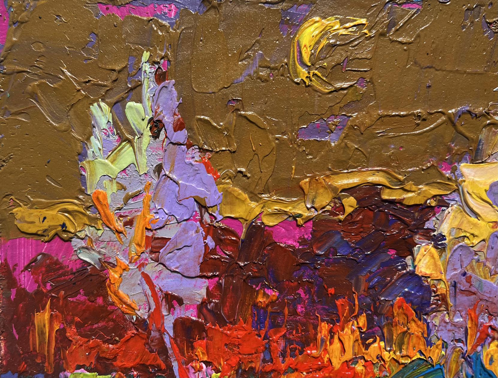 Vibrant oil painting Moon in the sky by Oleksiy Ivanyuk with bold textured hues