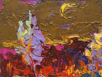 Vibrant oil painting Moon in the sky by Oleksiy Ivanyuk with bold textured hues