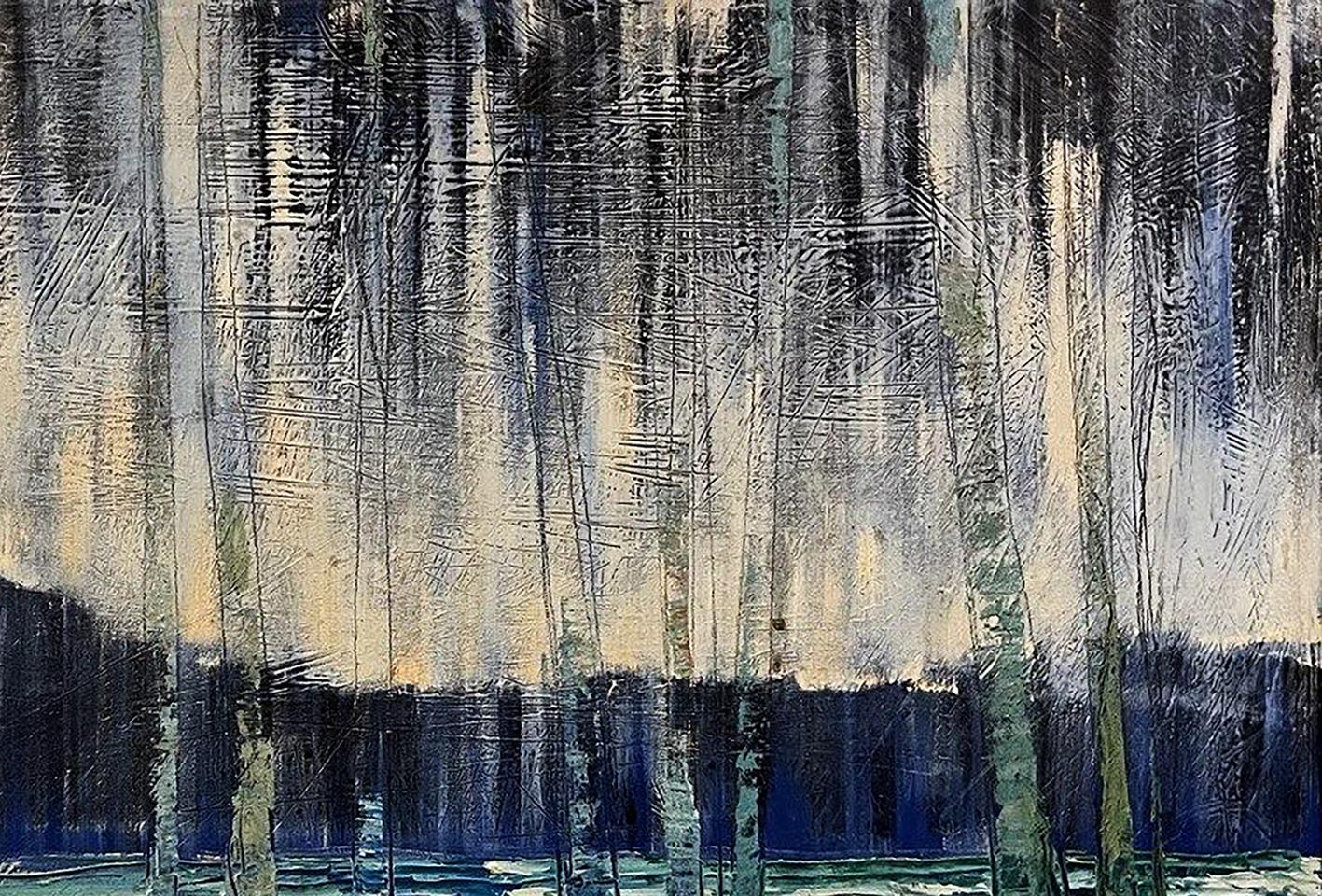 Oil painting Glass landscape by Serhiy Kovalev with abstract gray brushstrokes