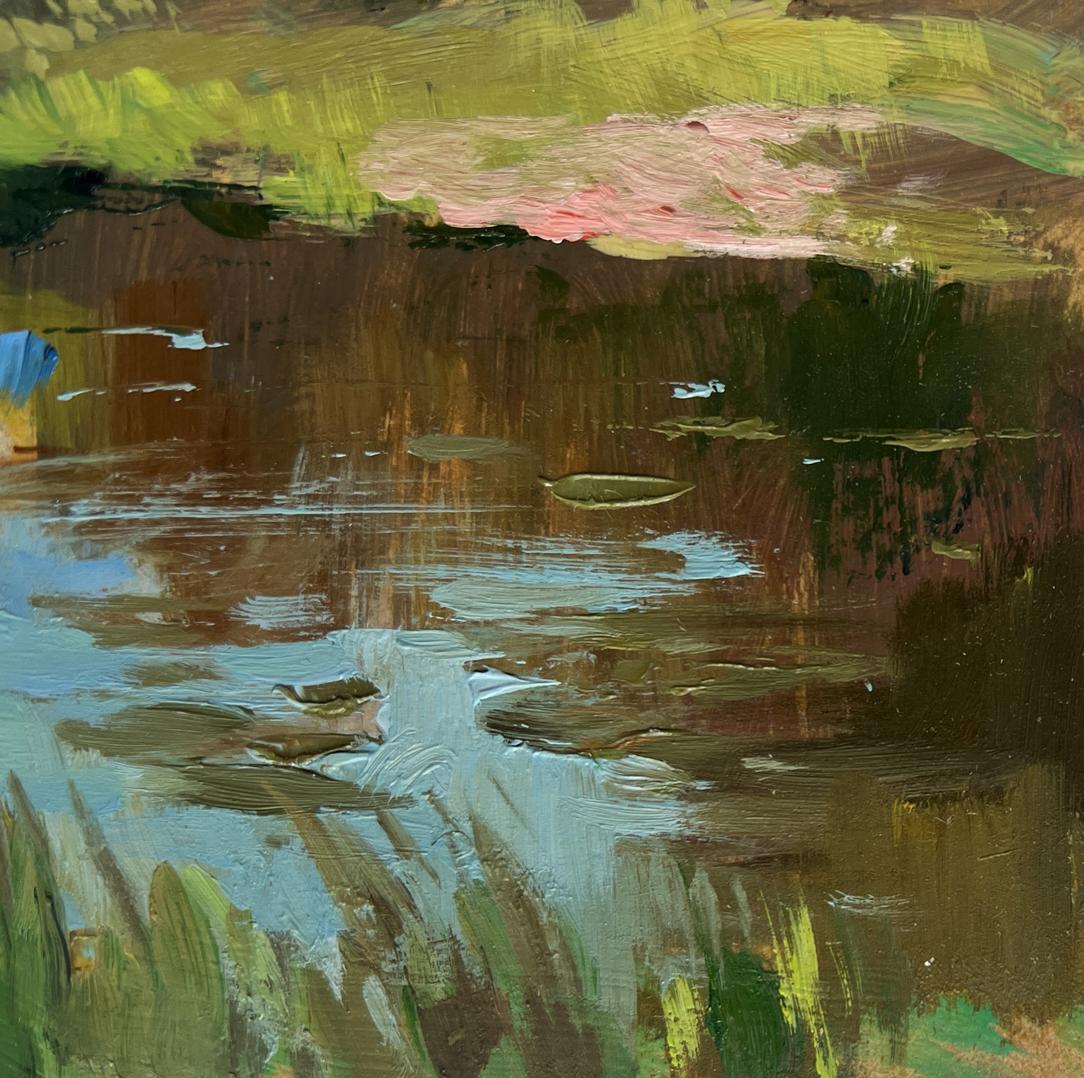 Impressionistic oil painting Summer in green banks by Yuriy Suprunchuk