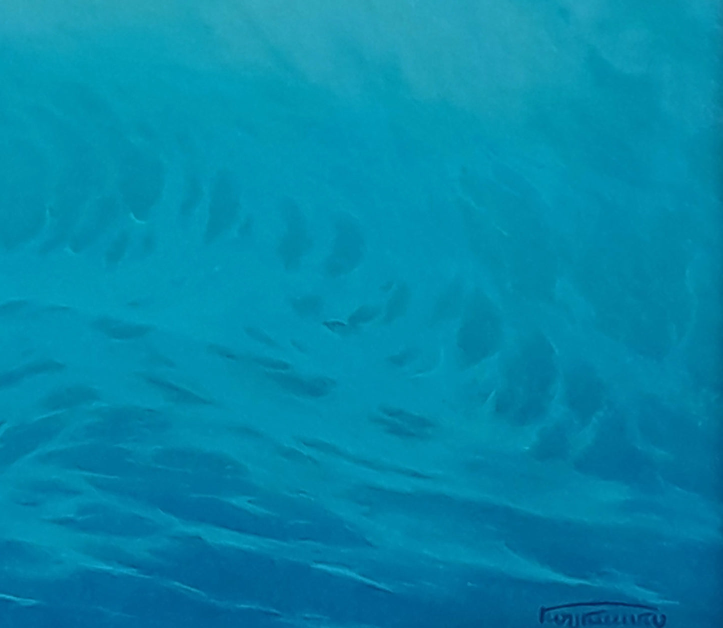 Oil painting of breathing waves in dawn rays by Vasily Korkishko