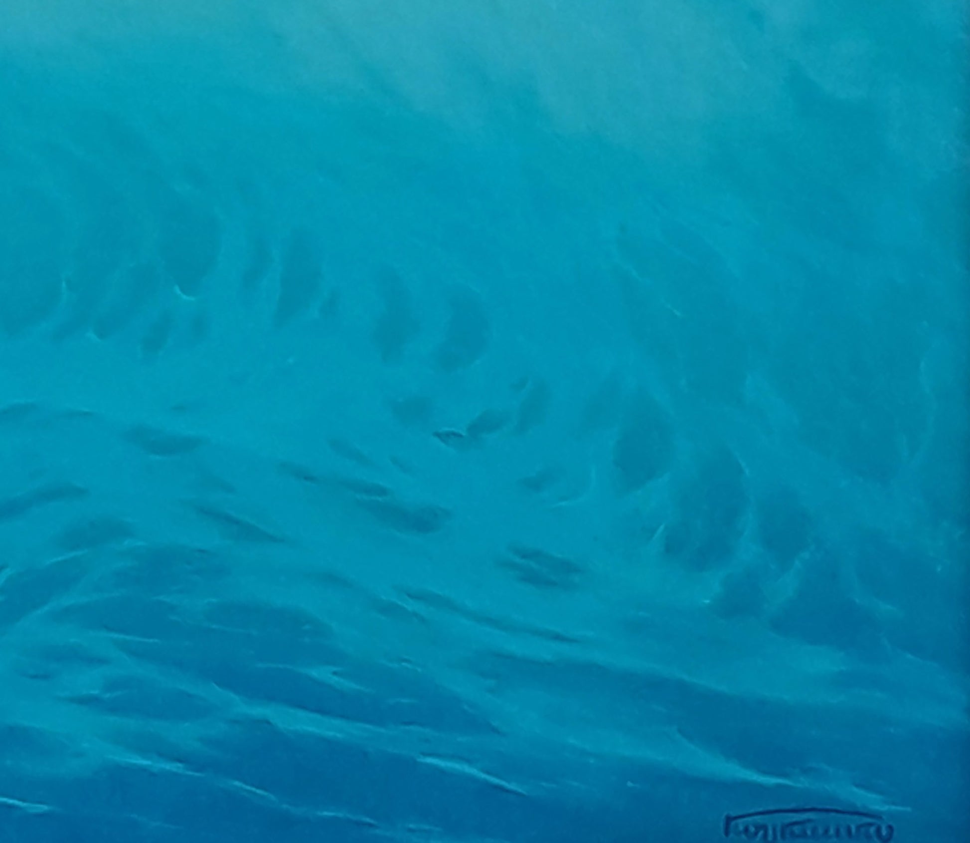 Oil painting of breathing waves in dawn rays by Vasily Korkishko