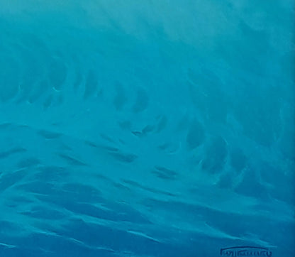 Oil painting of breathing waves in dawn rays by Vasily Korkishko