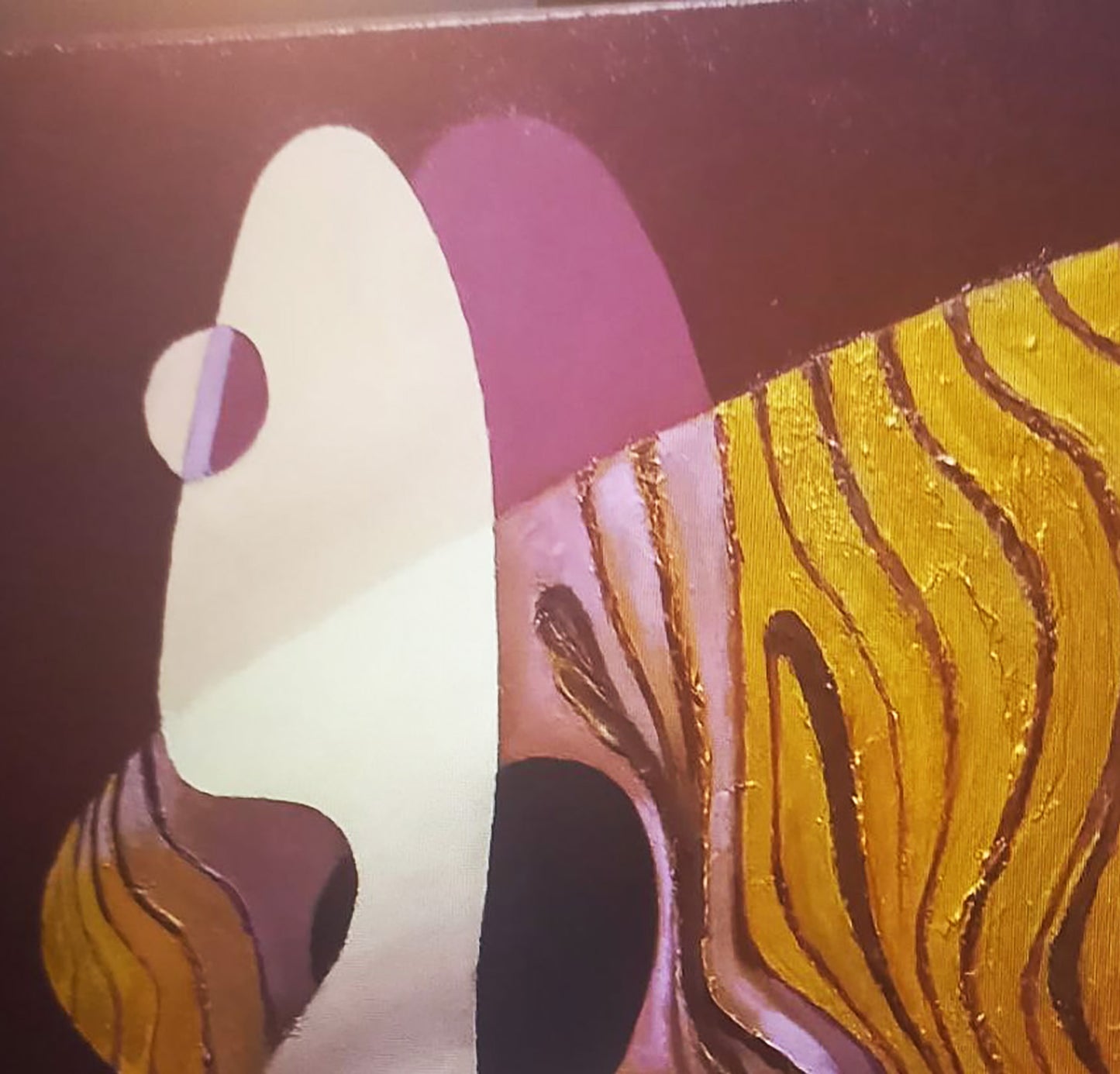 Oil painting Plastic Alexander Strashevich: gold purple textured strokes on dark background