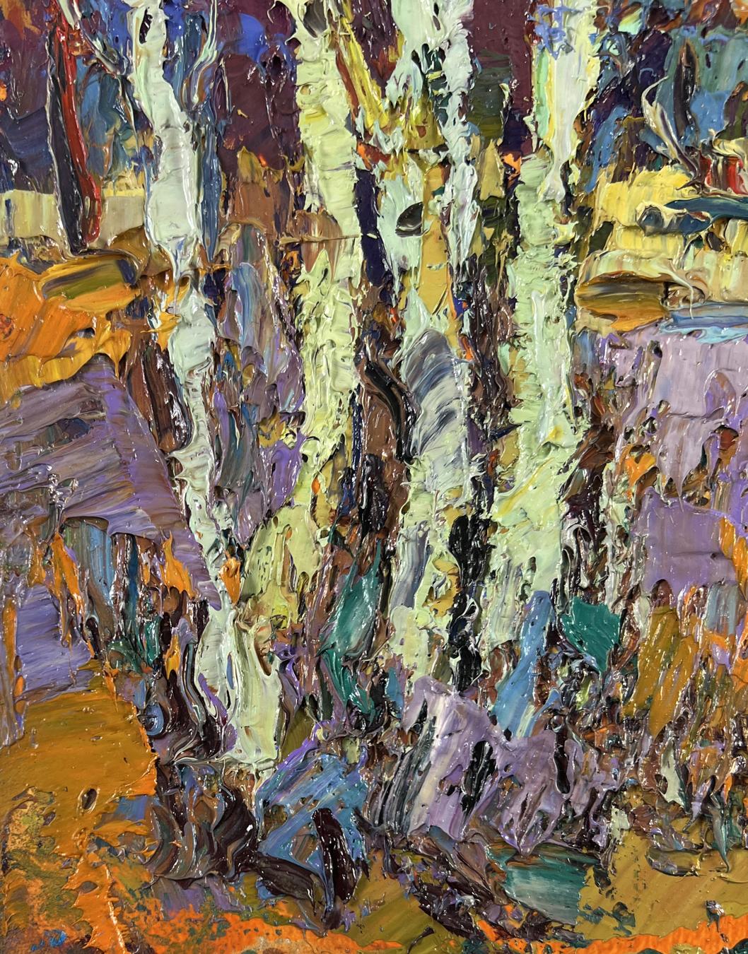 Oil painting Young aspens listen to the silence by Oksana Ivanyuk