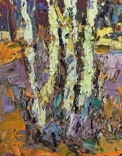 Oil painting Young aspens listen to the silence by Oksana Ivanyuk