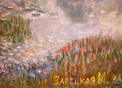 Oil painting The last ray by Maya Zaretskaya: red poppies field