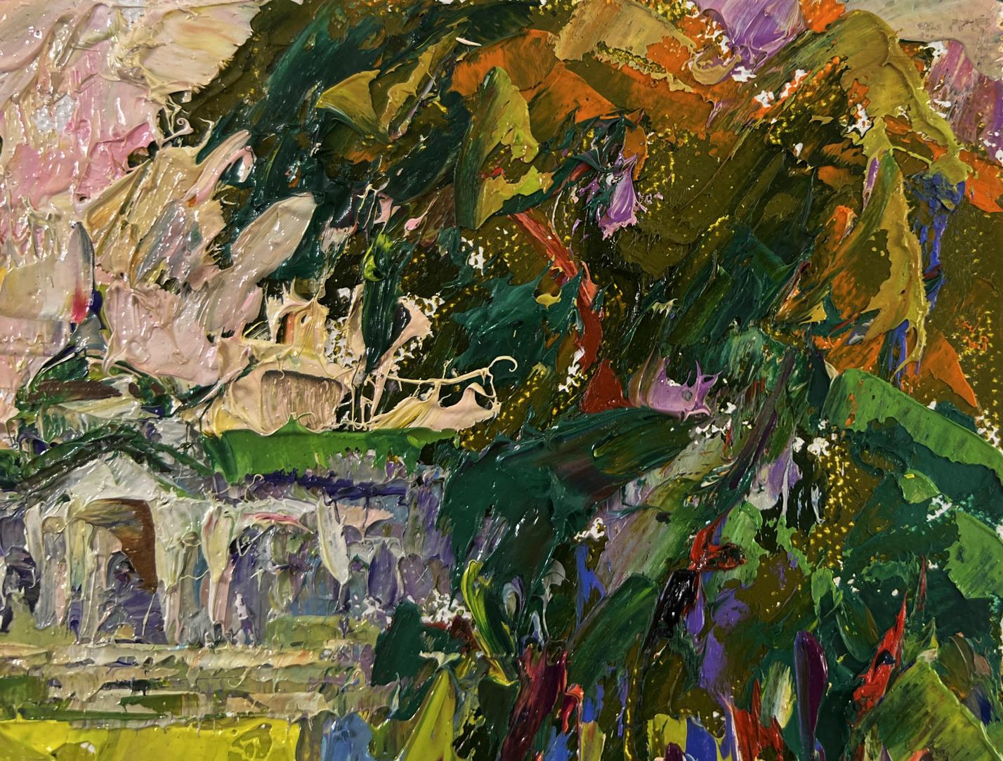 Oil painting Peace of the Park by Oleksiy Ivanyuk with vibrant green foliage