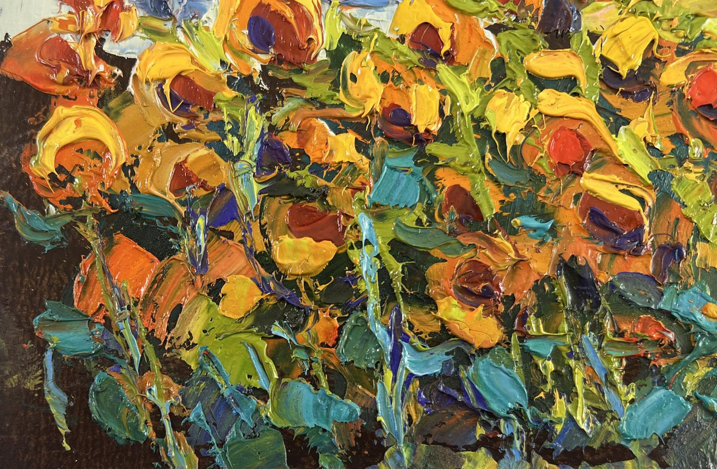 Vibrant impressionist oil painting Yellow song of summer by Oksana Ivanyuk