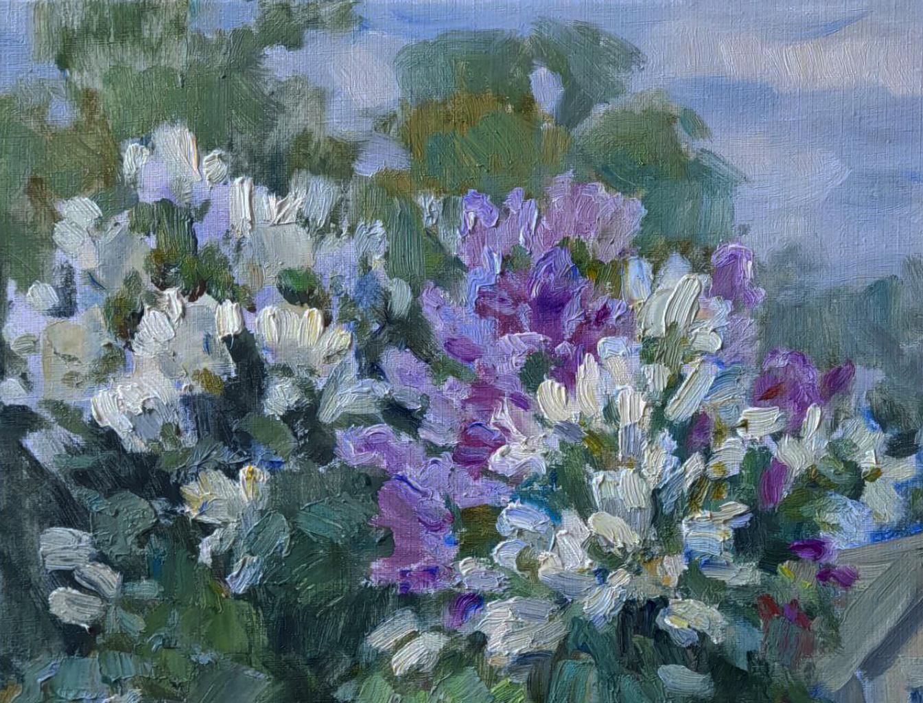 Vibrant oil painting Quiet conversations of the village by Ivan Kovalenko