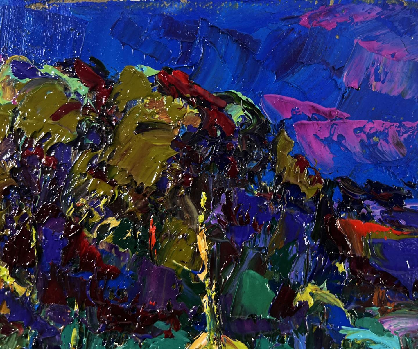 Vibrant impressionist oil painting Silence shining with a silver sky by Oksana Ivanyuk
