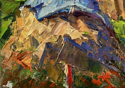 Oil painting Summer village day by Oksana Ivanyuk with vibrant impasto strokes