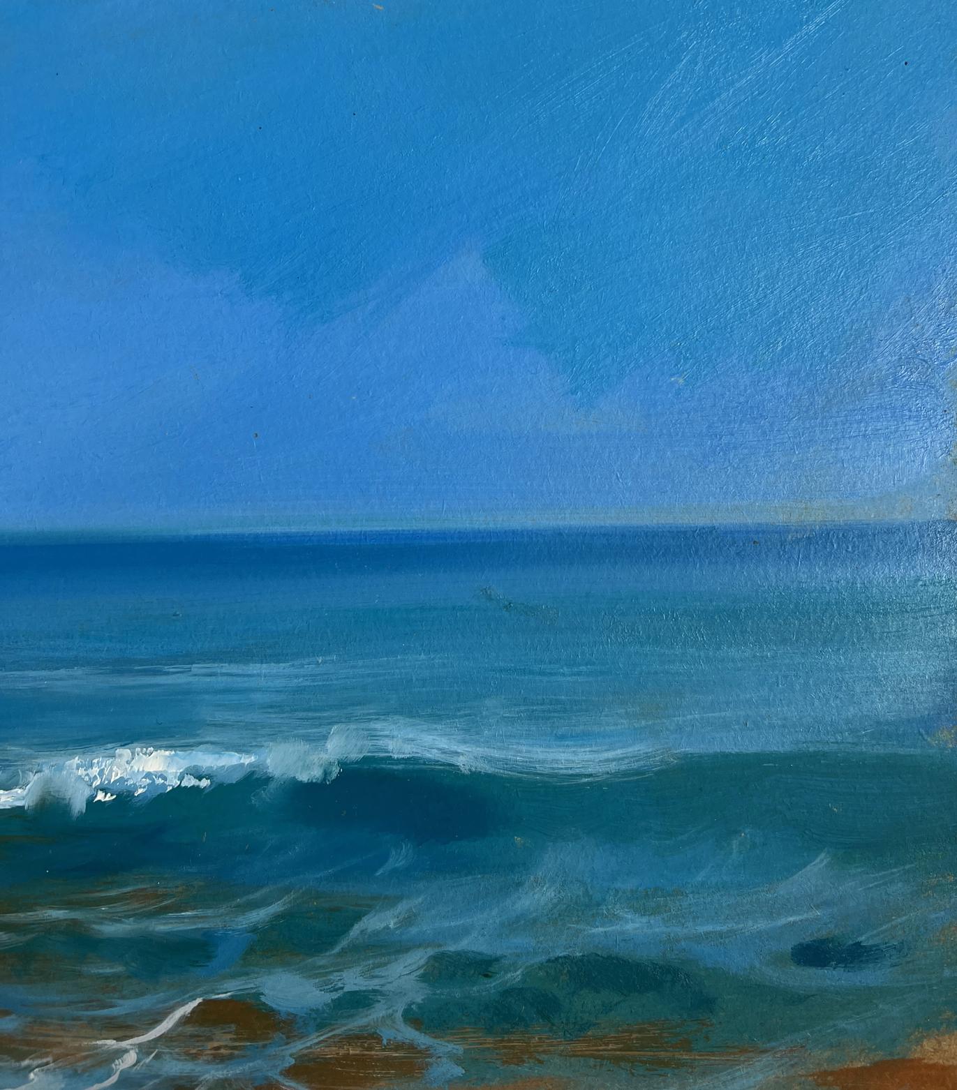 Serene ocean waves oil painting by Yuriy Suprunchuk with birds and sea sounds