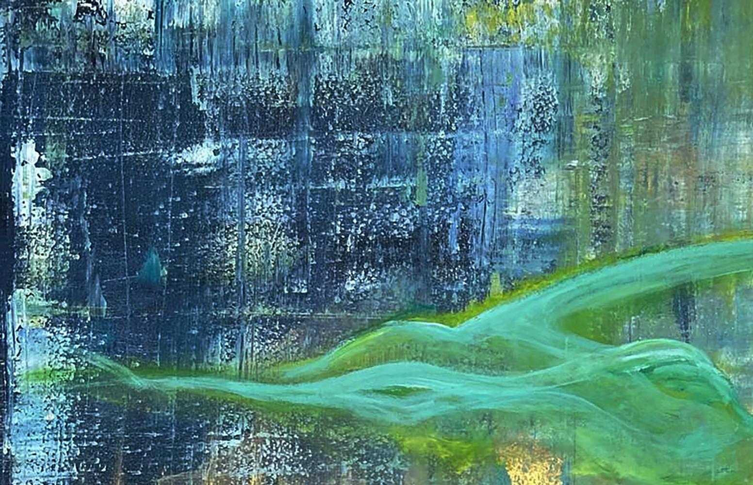 Acrylic painting Summer dream by Olga Melezhik, textured blue green abstract