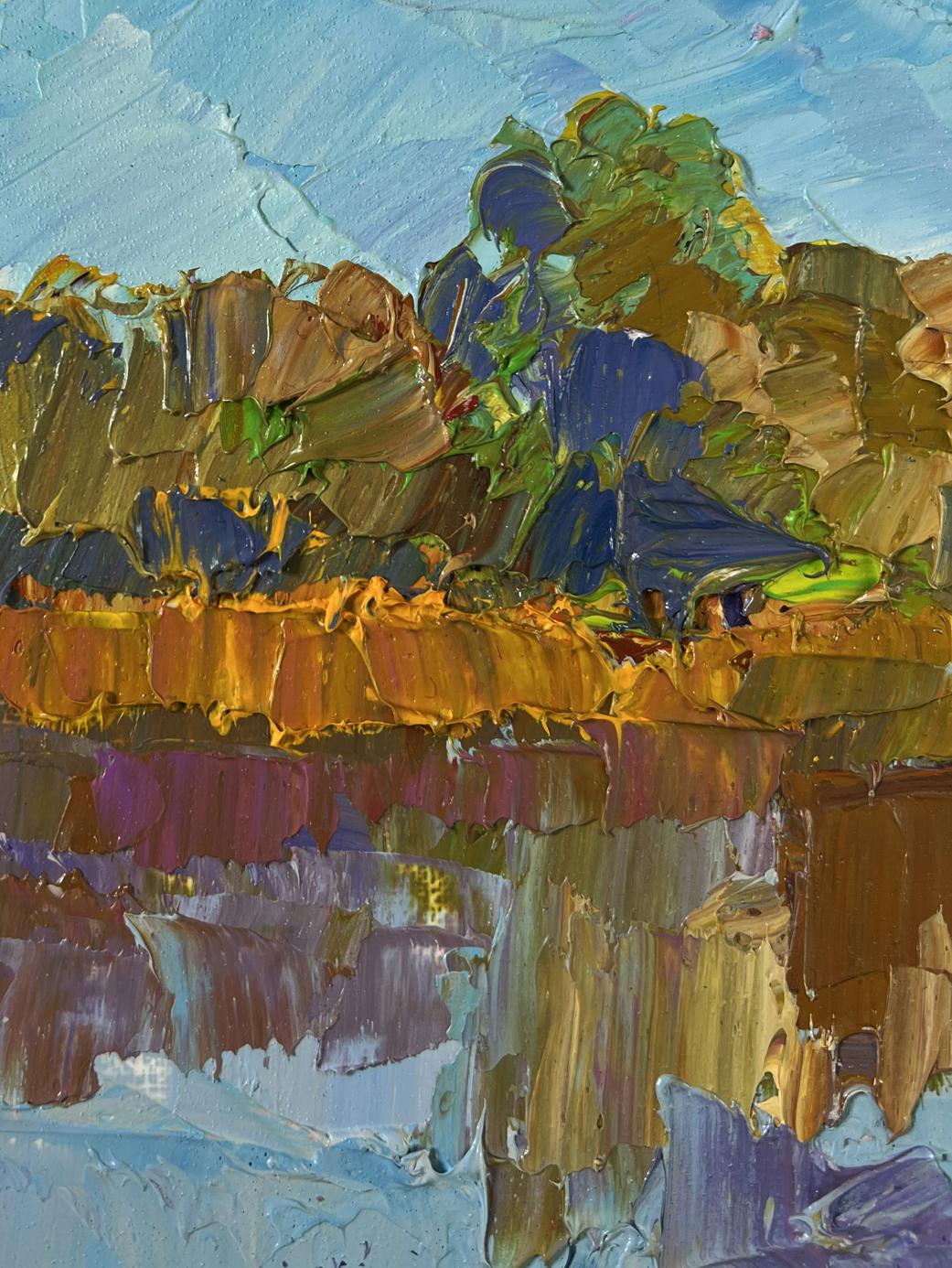 Impasto oil painting The world is in water by Boris Serdyuk with textured landscape