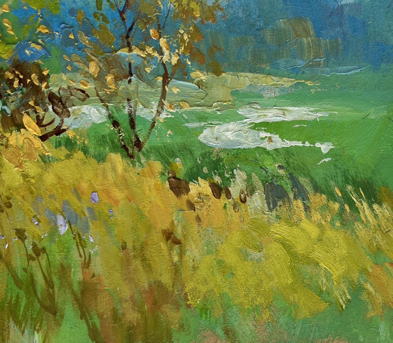 Vibrant impressionist oil painting Walking among flower fields by Yuriy Suprunchuk