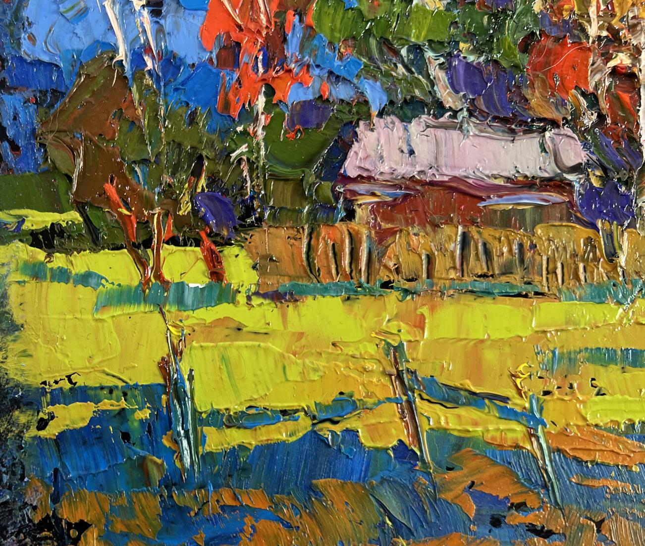 Vibrant impressionist oil painting The gold of an October day by Oksana Ivanyuk