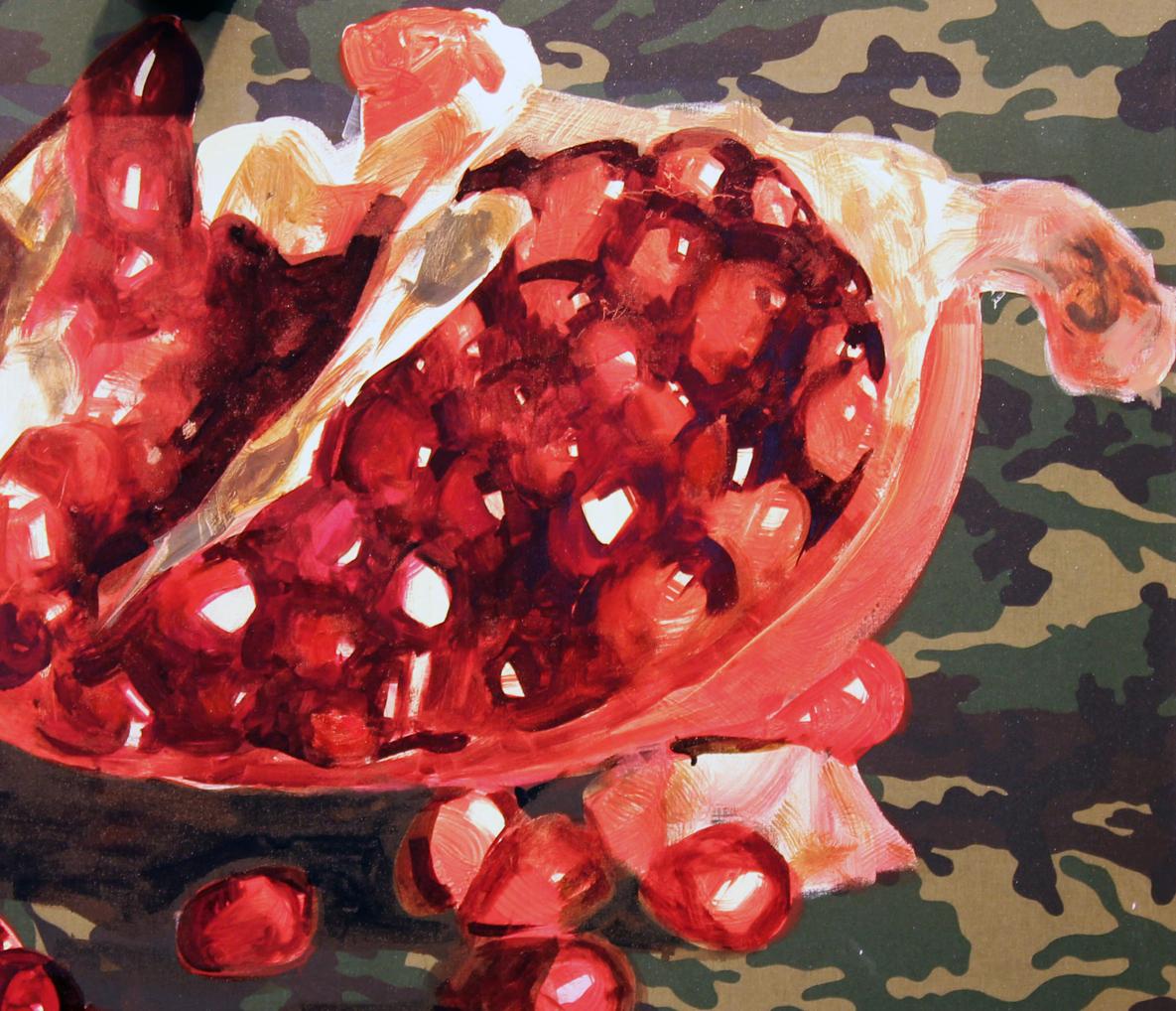 Oil painting of split pomegranate by Ed Potapenkov