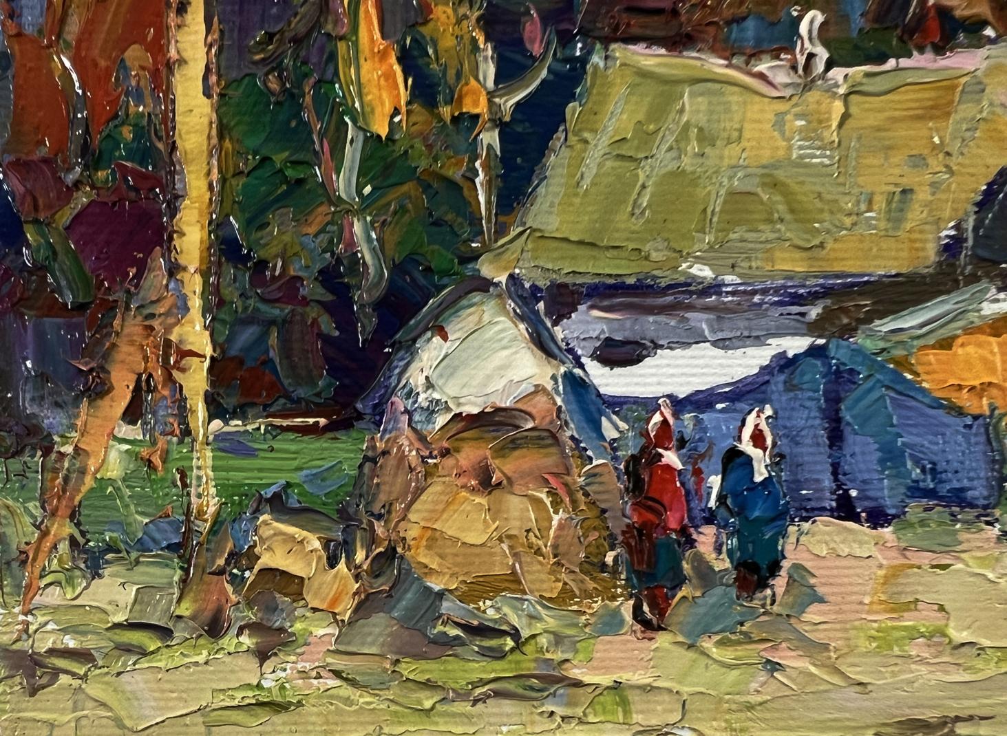 Vibrant impressionist oil painting Neighbors house by Oksana Ivanyuk