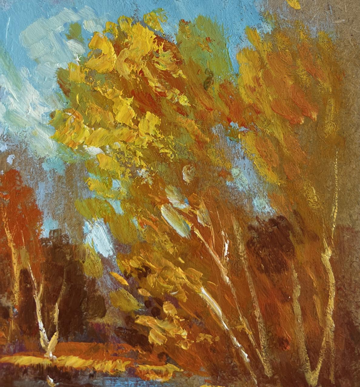 Oil painting Golden reflection of the forest by Yuriy Suprunchuk