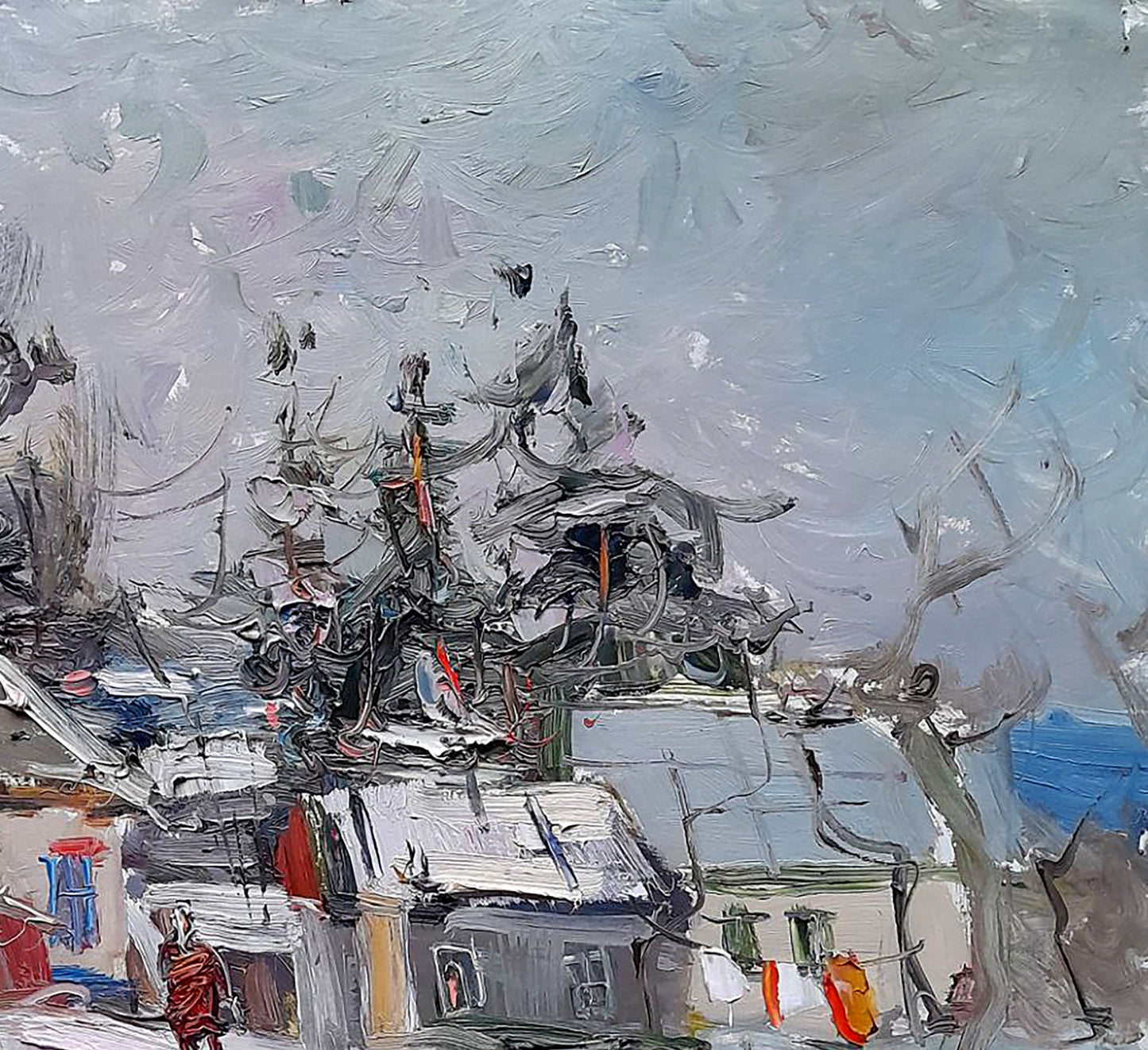 Impressionistic snowy city streets painting by Ivan Kovalenko
