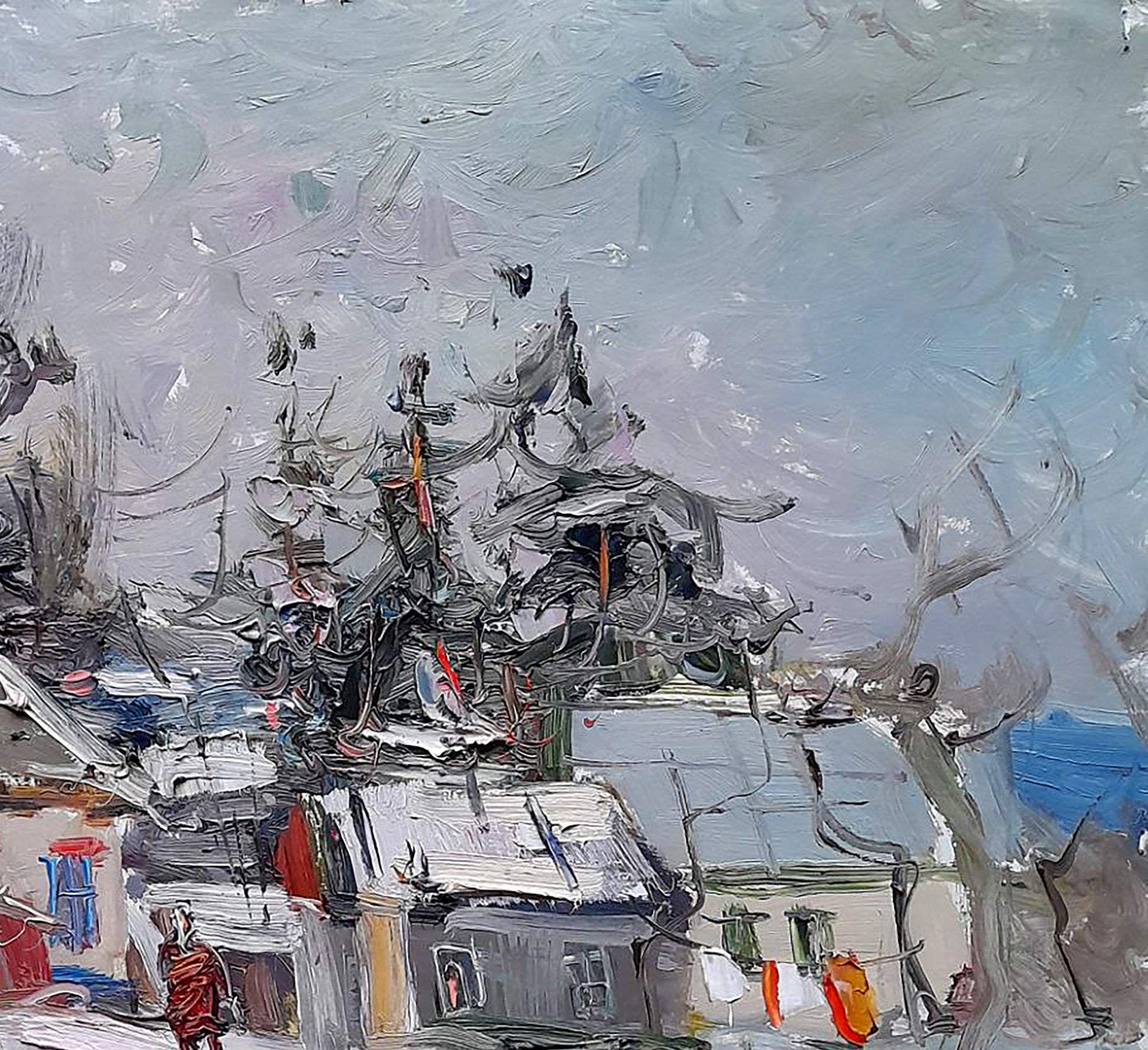 Impressionistic snowy city streets painting by Ivan Kovalenko