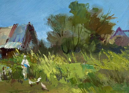 Vibrant impressionistic oil painting The road to the river by Yuriy Suprunchuk