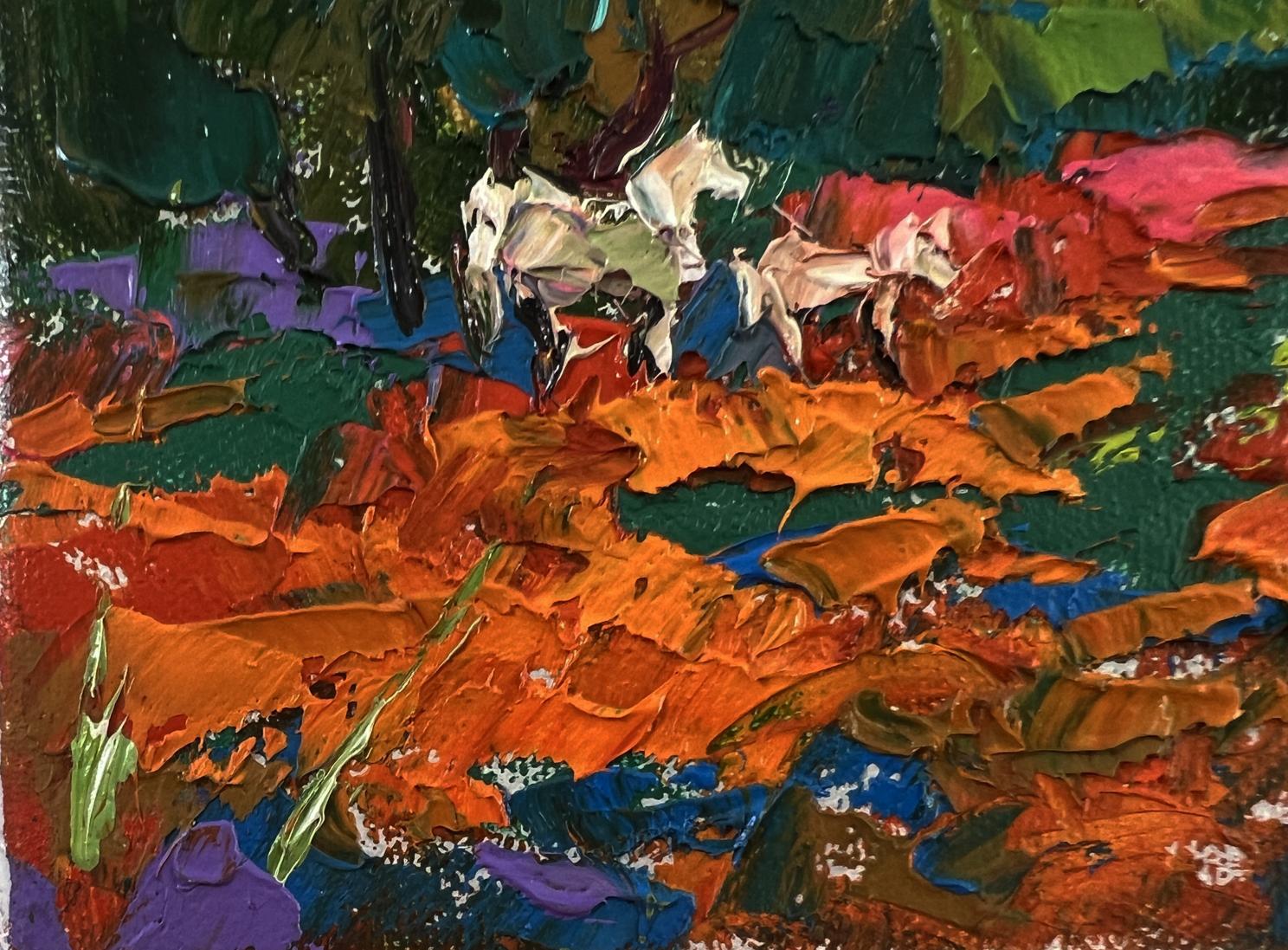 Oil painting Evening in the forest by Oleksiy Ivanyuk vibrant textured artwork
