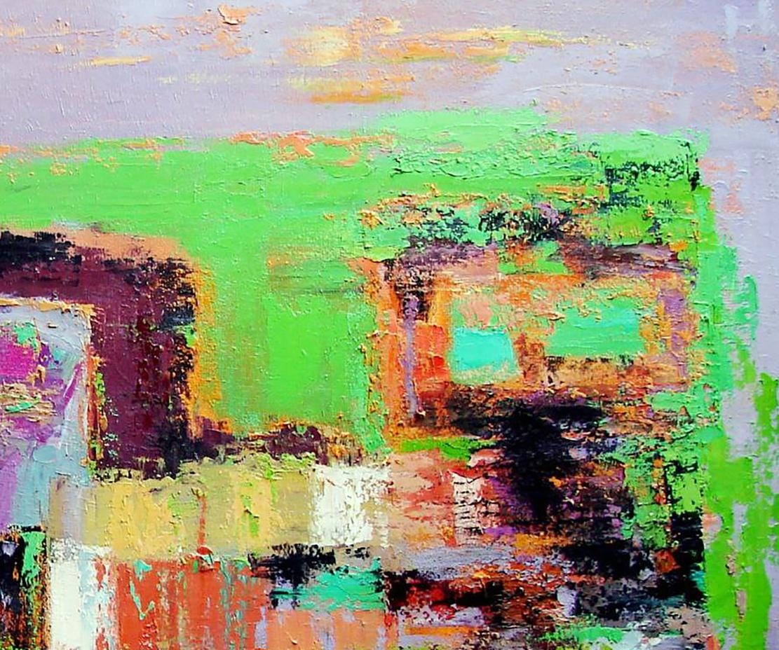 Oil painting Autumn warm day by Tatyana Shulyak, abstract expressionist textured vibrant colors