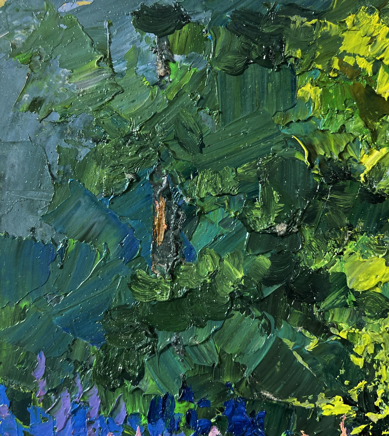 Oil painting The scent of summer forest by Boris Serdyuk in impasto greens
