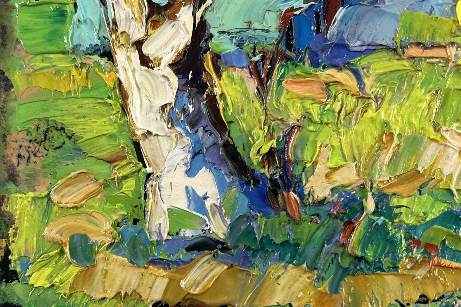 Oil painting Silence and sun in the yard by Oksana Ivanyuk