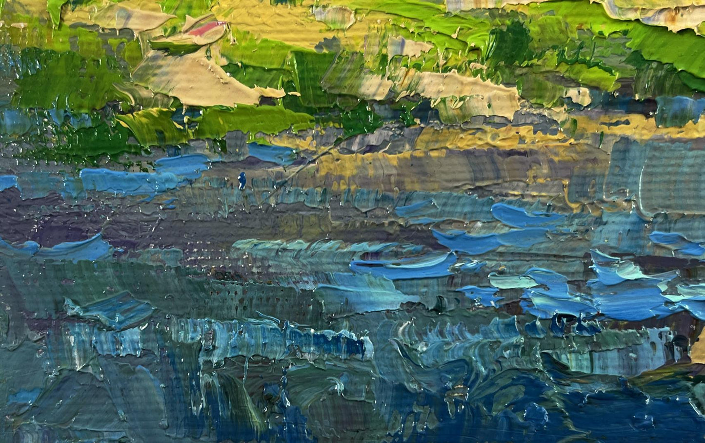 Textured impressionist oil painting By the summer river by Oksana Ivanyuk