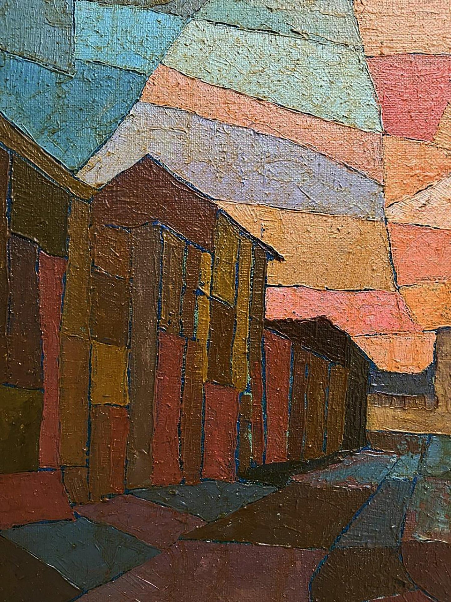 Oil painting City Center by Serhiy Kovalev, textured geometric shapes