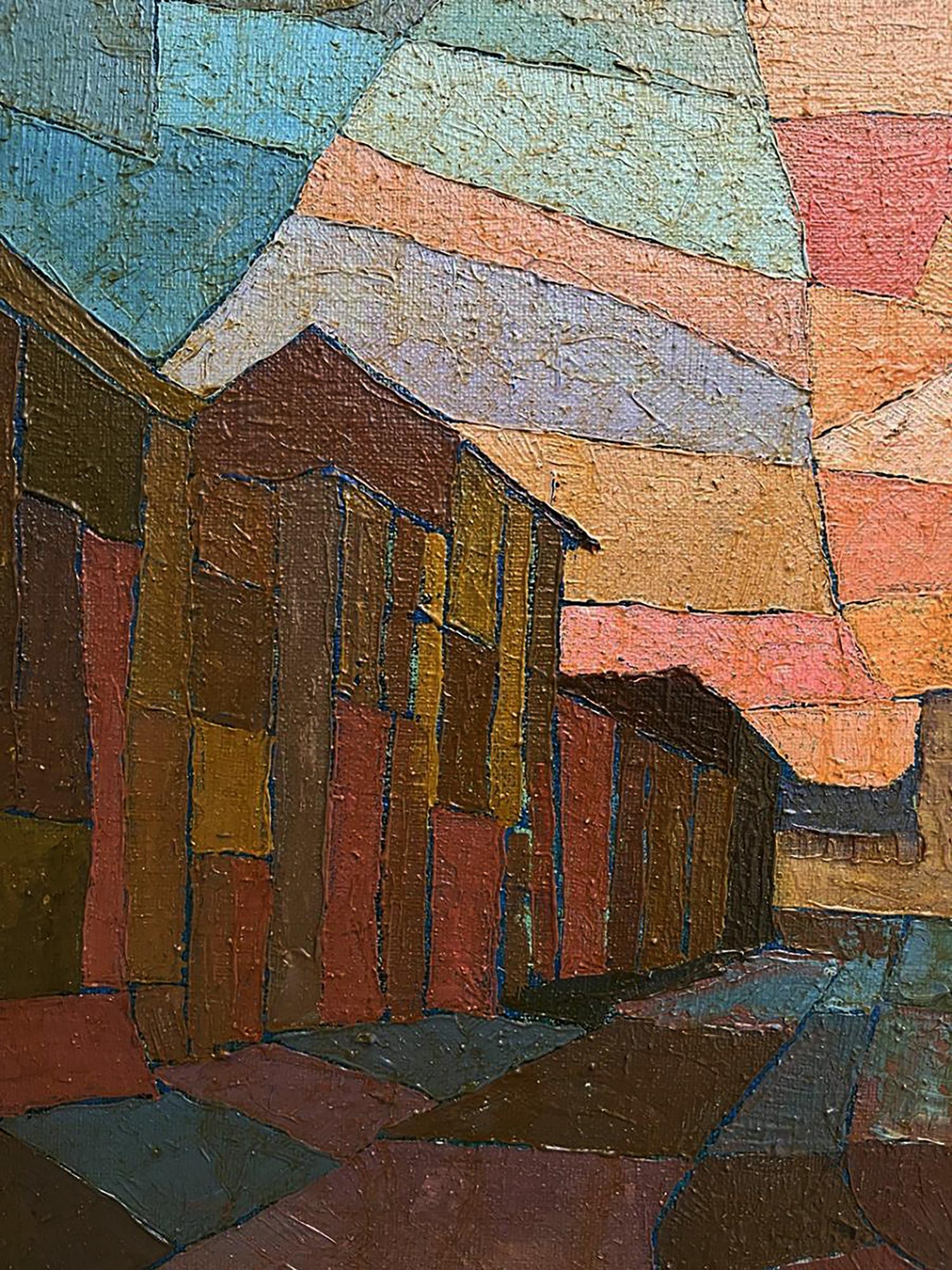 Oil painting City Center by Serhiy Kovalev, textured geometric shapes