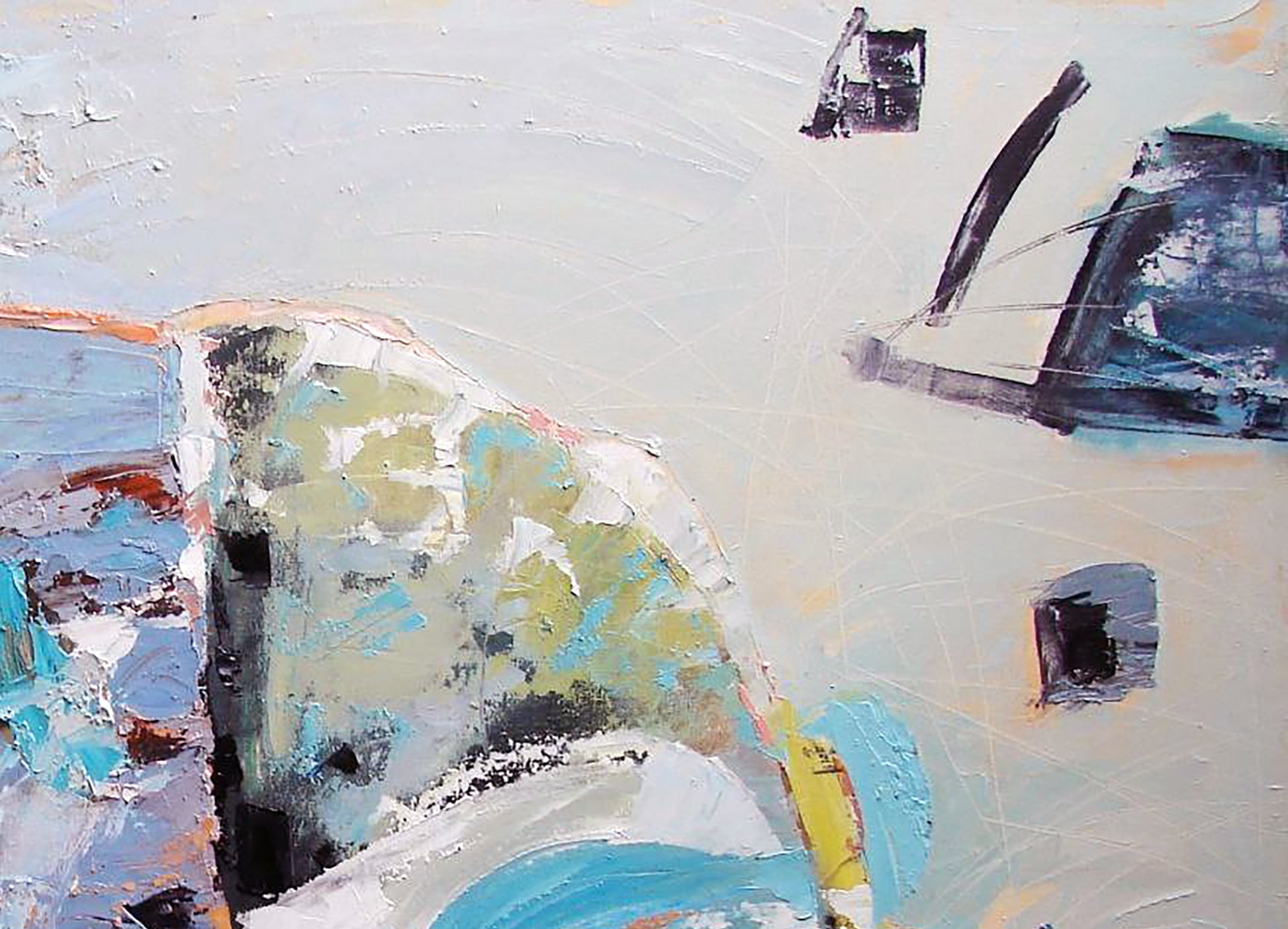 Abstract oil painting of butterfly wing by Tatyana Shulyak in muted blues
