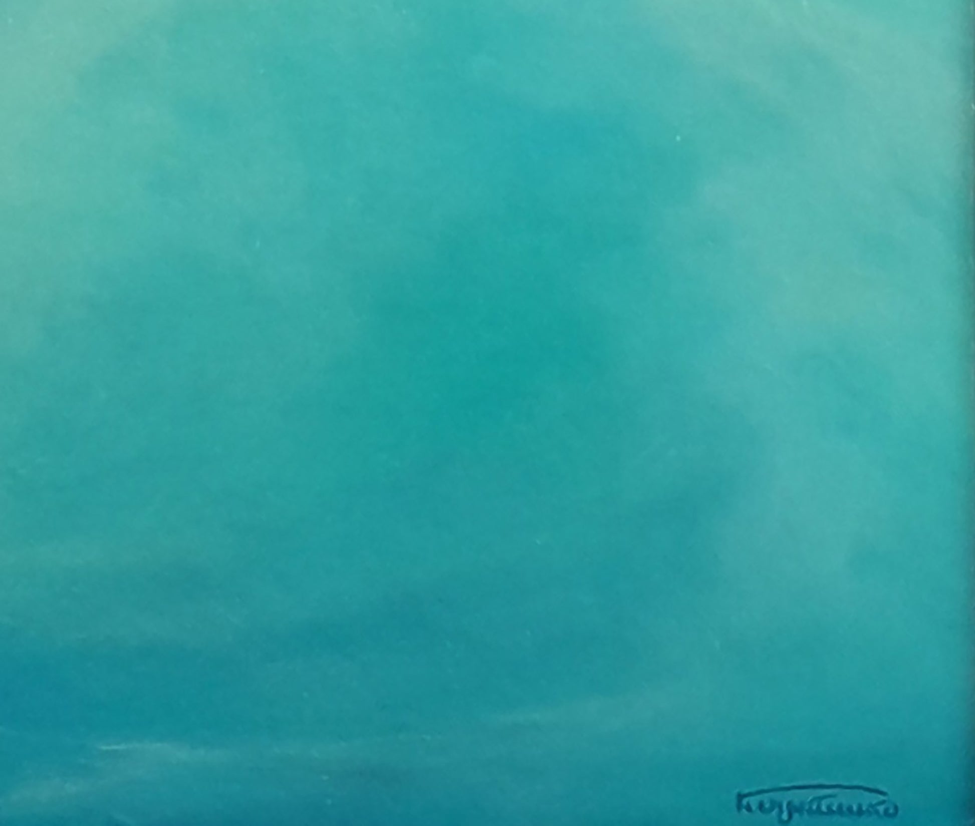 Oil painting Breath of the seabed by Vasily Korkishko, teal gradient abstract