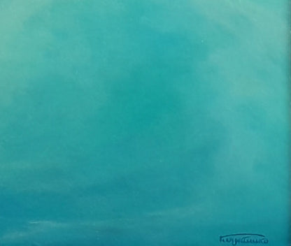 Oil painting Breath of the seabed by Vasily Korkishko, teal gradient abstract