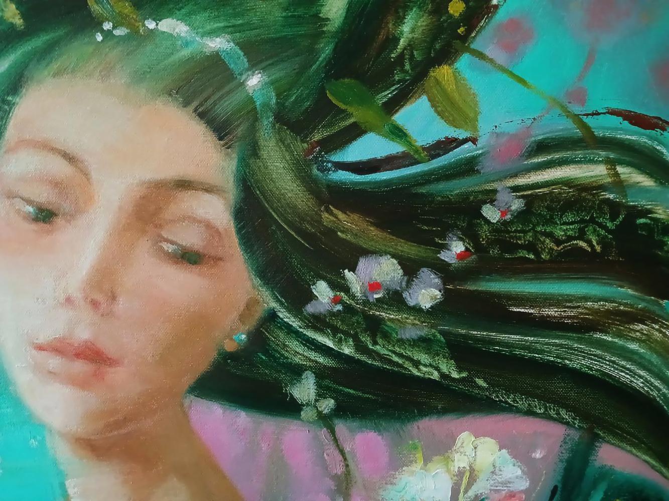 Abstract oil painting The girl is dreaming by Anatoly Tarabanov portrait