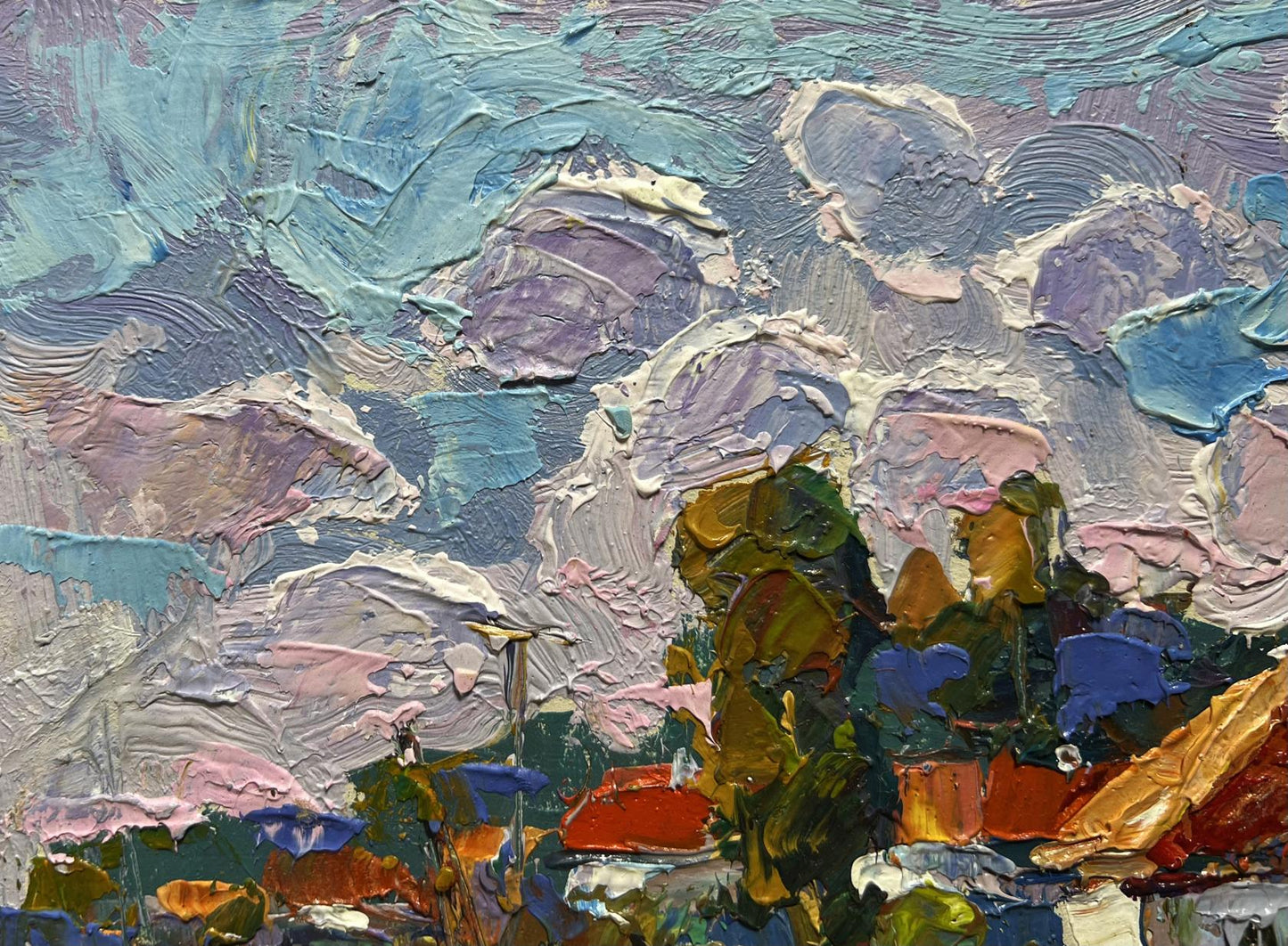 Impasto oil painting Quiet village street by Oksana Ivanyuk