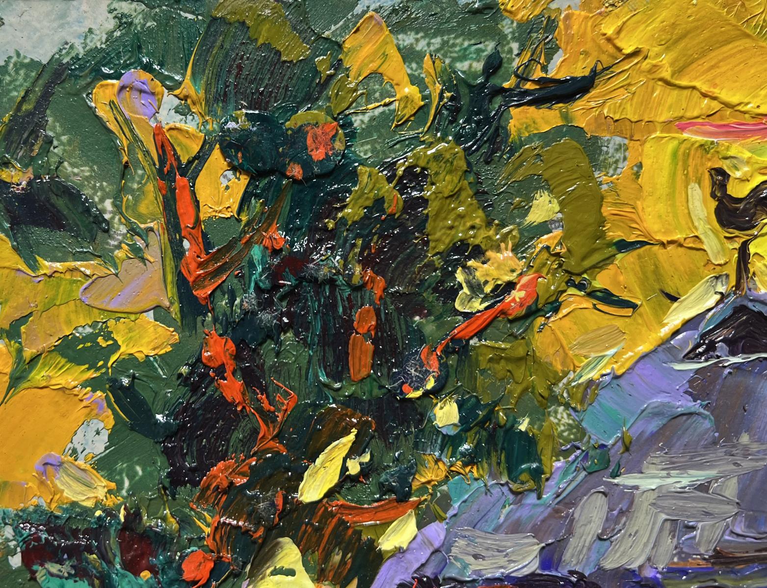 Vibrant impressionist oil painting Warm evening with yellow sunset by Oleksiy Ivanyuk