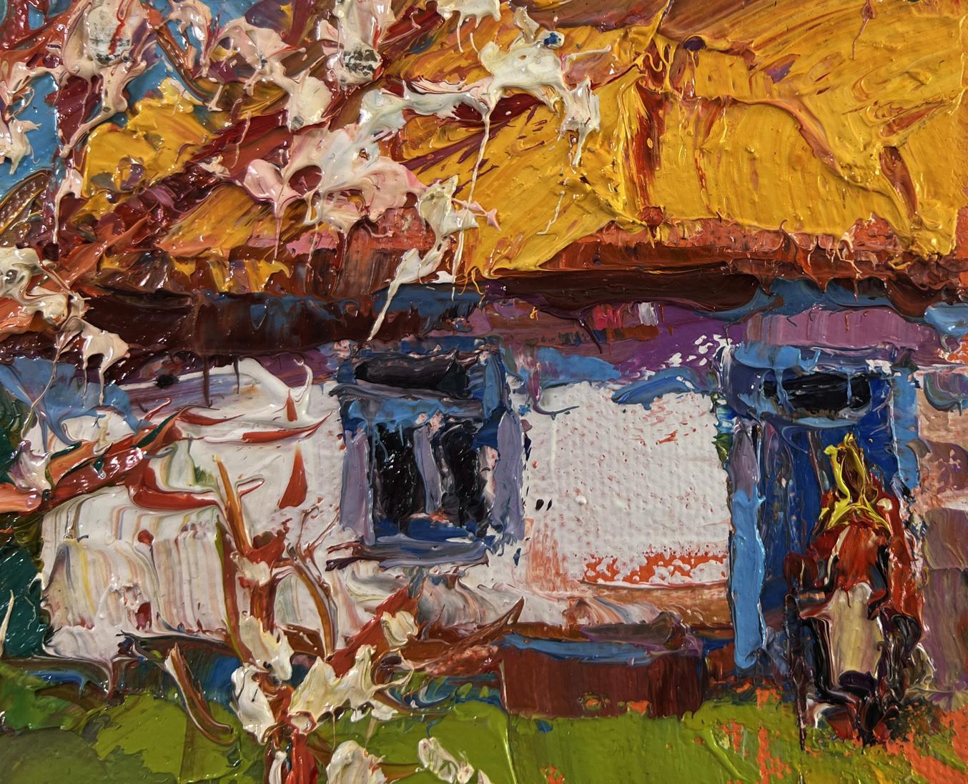 Vibrant impressionist oil painting Quiet Comfort Beneath the Spreading Tree by Oksana Ivanyuk