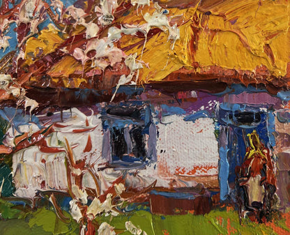 Vibrant impressionist oil painting Quiet Comfort Beneath the Spreading Tree by Oksana Ivanyuk