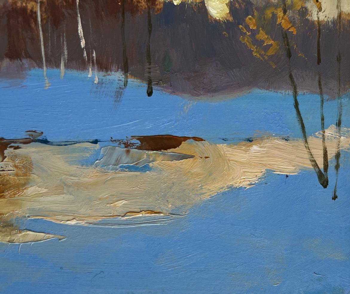 Abstract oil painting Reflection of a yellow sunset by Yuriy Suprunchuk